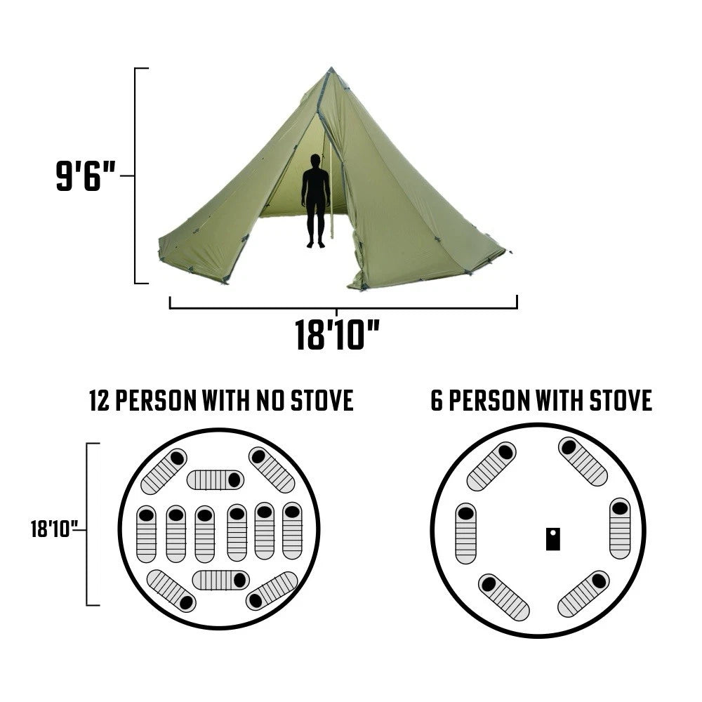 Seek Outside 12 Person Tipi Hot Tent Bundle + Titanium SXL Wood Stove + Carbon Pole