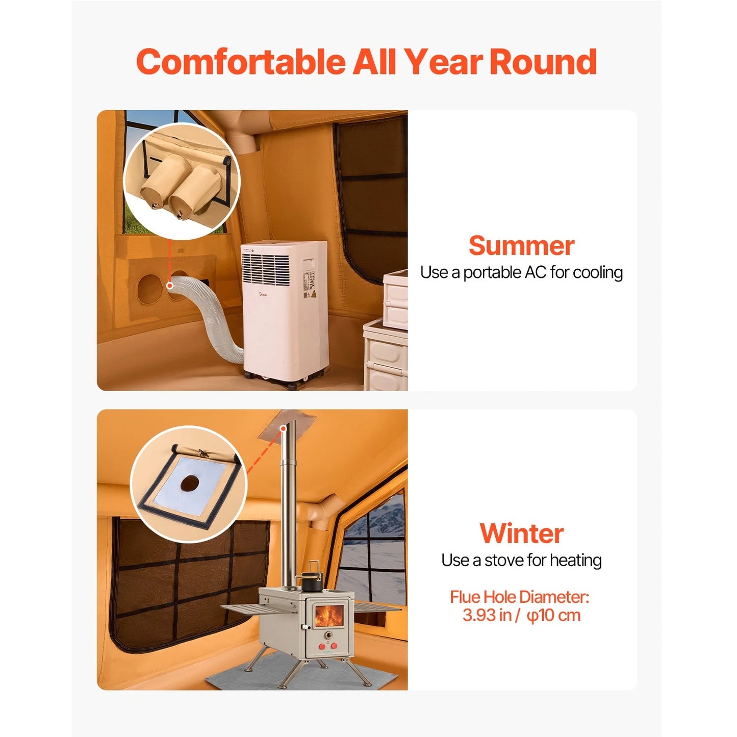 Inflatable Tents for Camping 8–12 Person Glamping Window Tent w/ Hand Pump